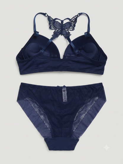Front-Clasp Butterfly Back Lace Lingerie set - Padded Bra & Matching Panty