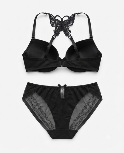 Front-Clasp Butterfly Back Lace Lingerie set - Padded Bra & Matching Panty