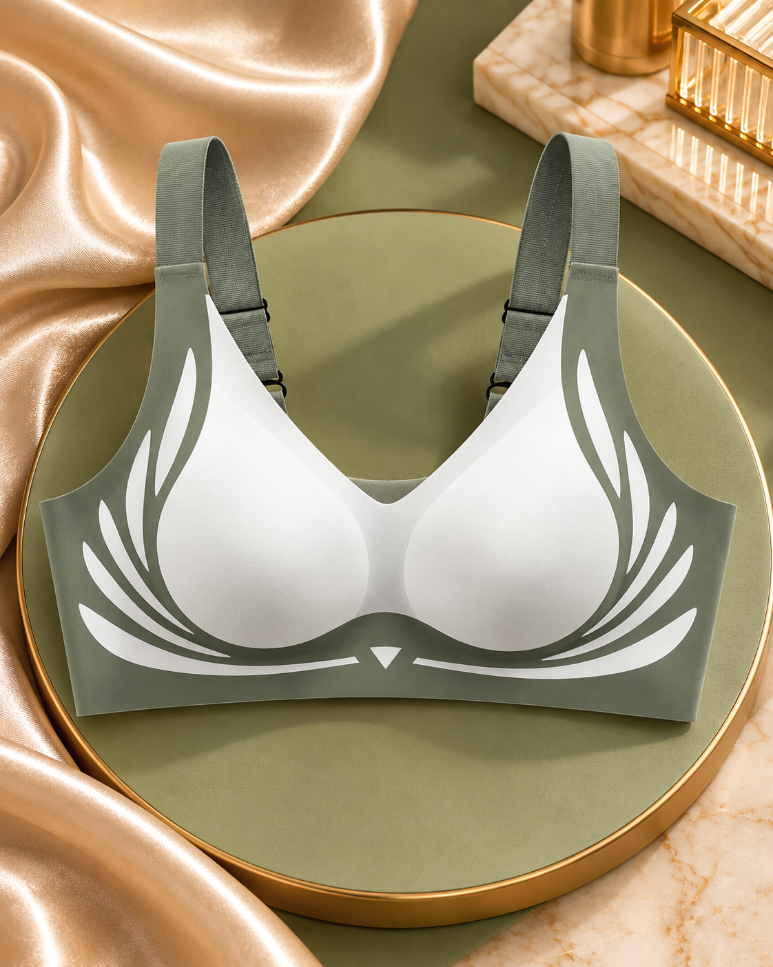 Women's Seamless Padded Sports Bra with Wide Shoulder Straps