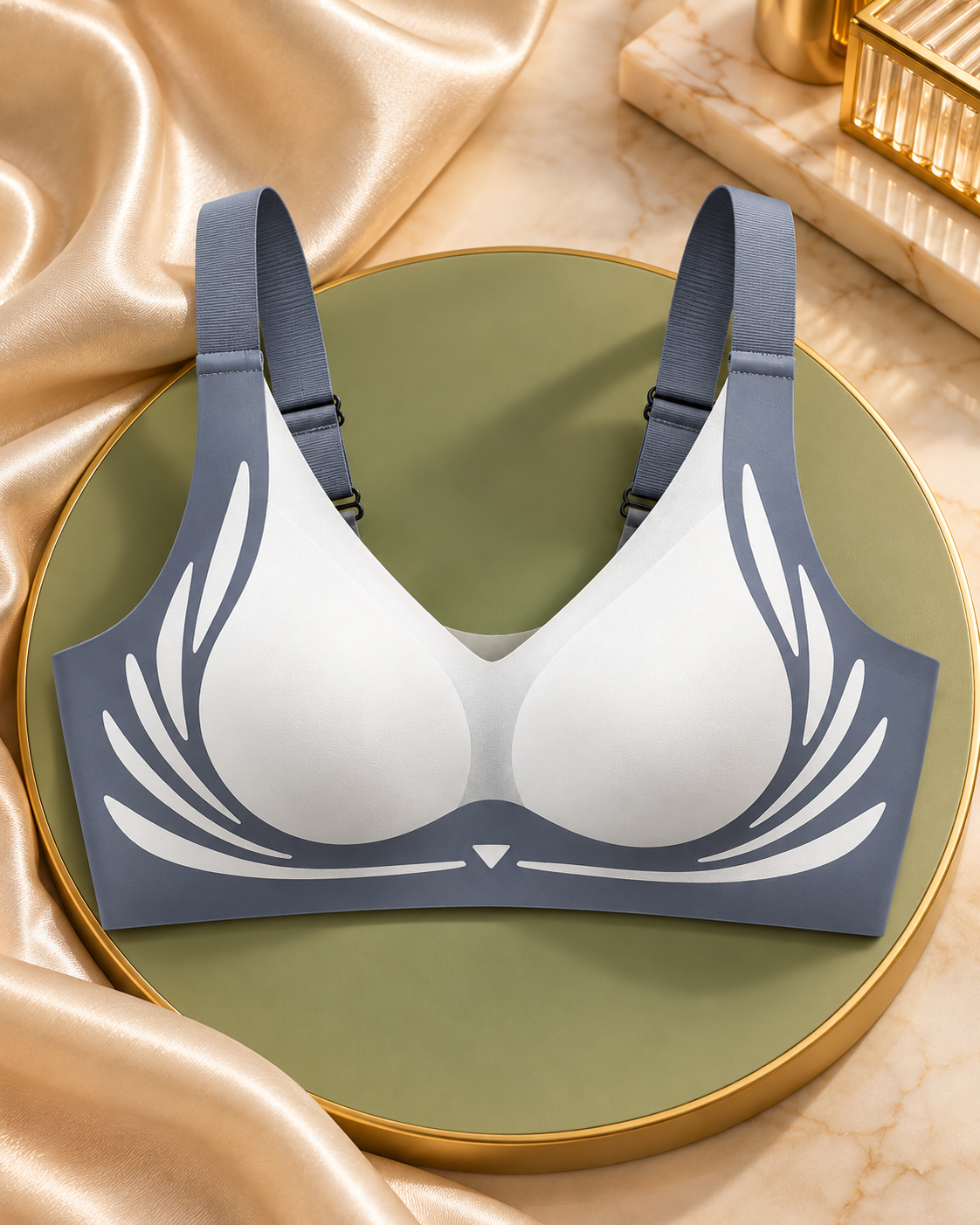 Women's Seamless Padded Sports Bra with Wide Shoulder Straps