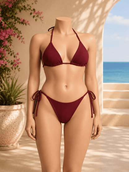 Triangle Tie-Side Bikini Set- Velvi wears