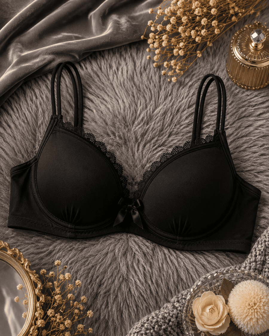 Lace Padded Bra | Double Strap & Soft Support-Velvi Wears
