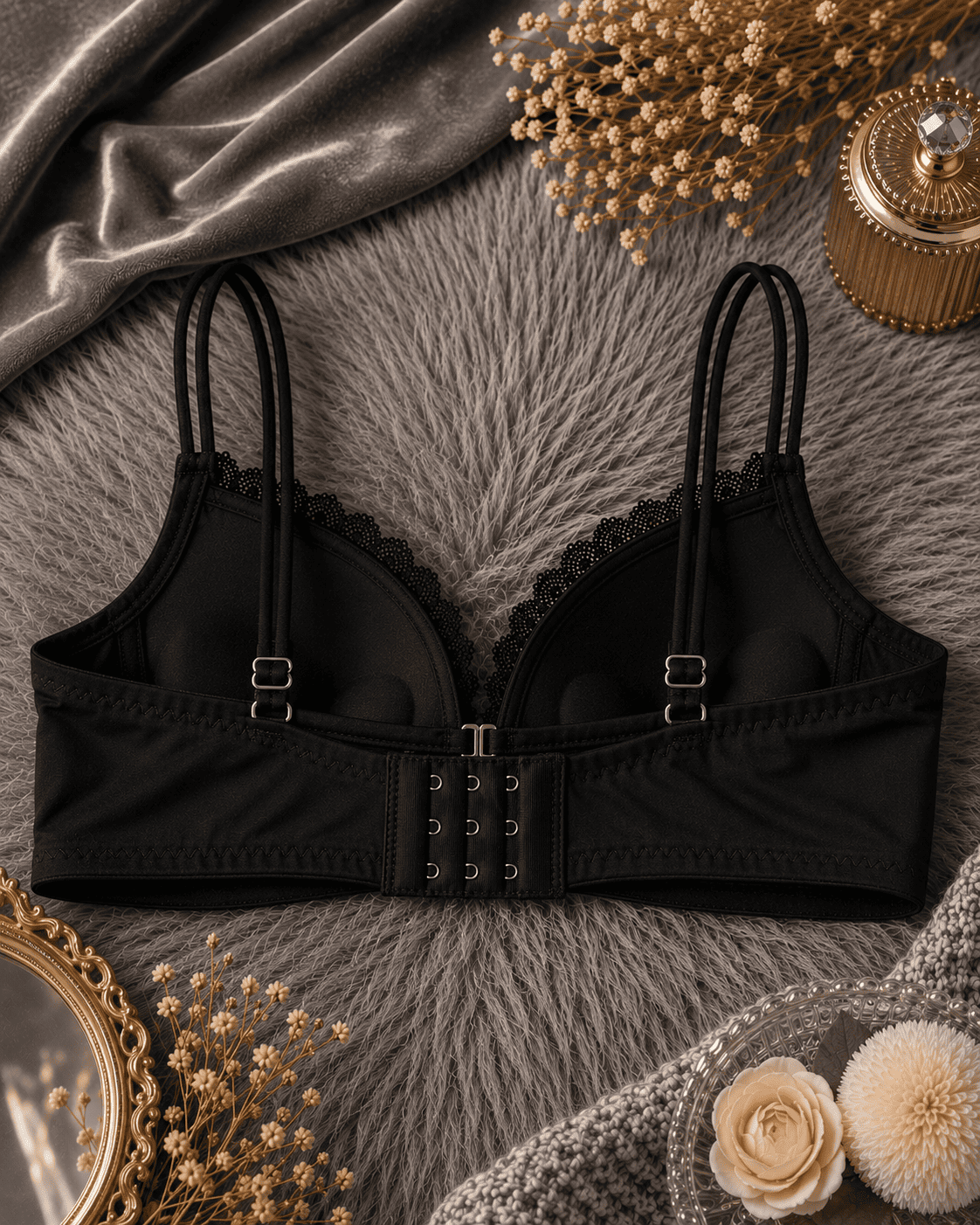 Lace Padded Bra | Double Strap & Soft Support-Velvi Wears