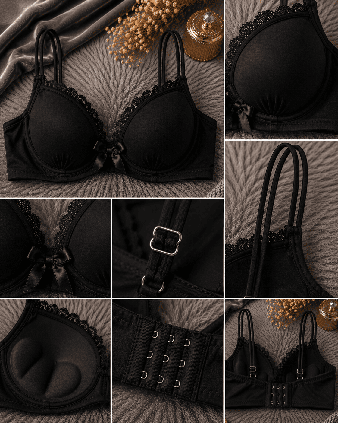 Lace Padded Bra | Double Strap & Soft Support-Velvi Wears