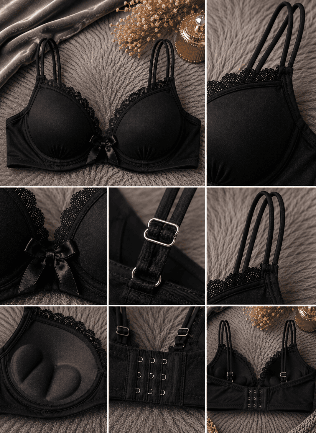 Lace Padded Bra | Double Strap & Soft Support-Velvi Wears
