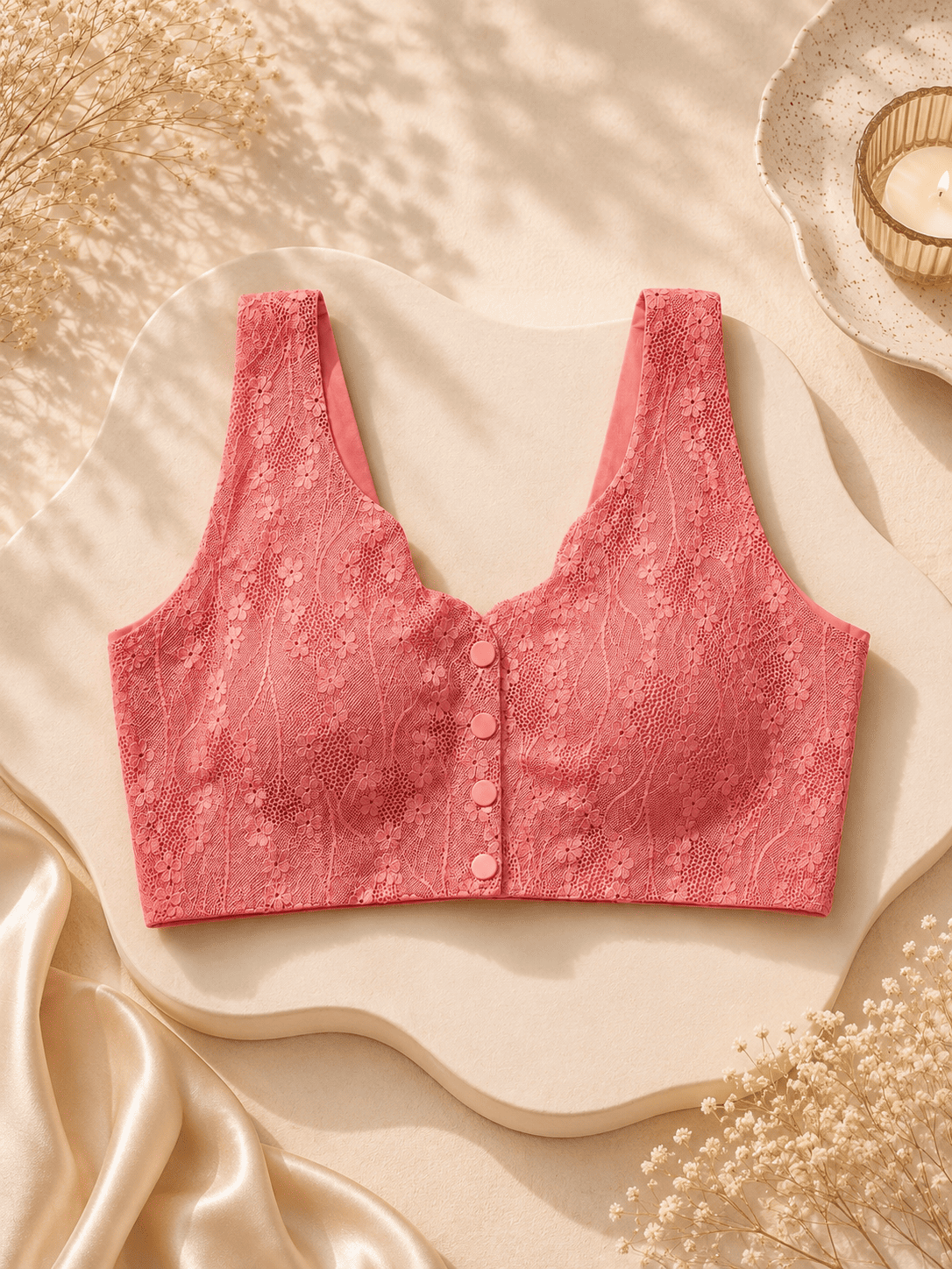 Floral Lace Button-Front Bralette | Velvi Wears