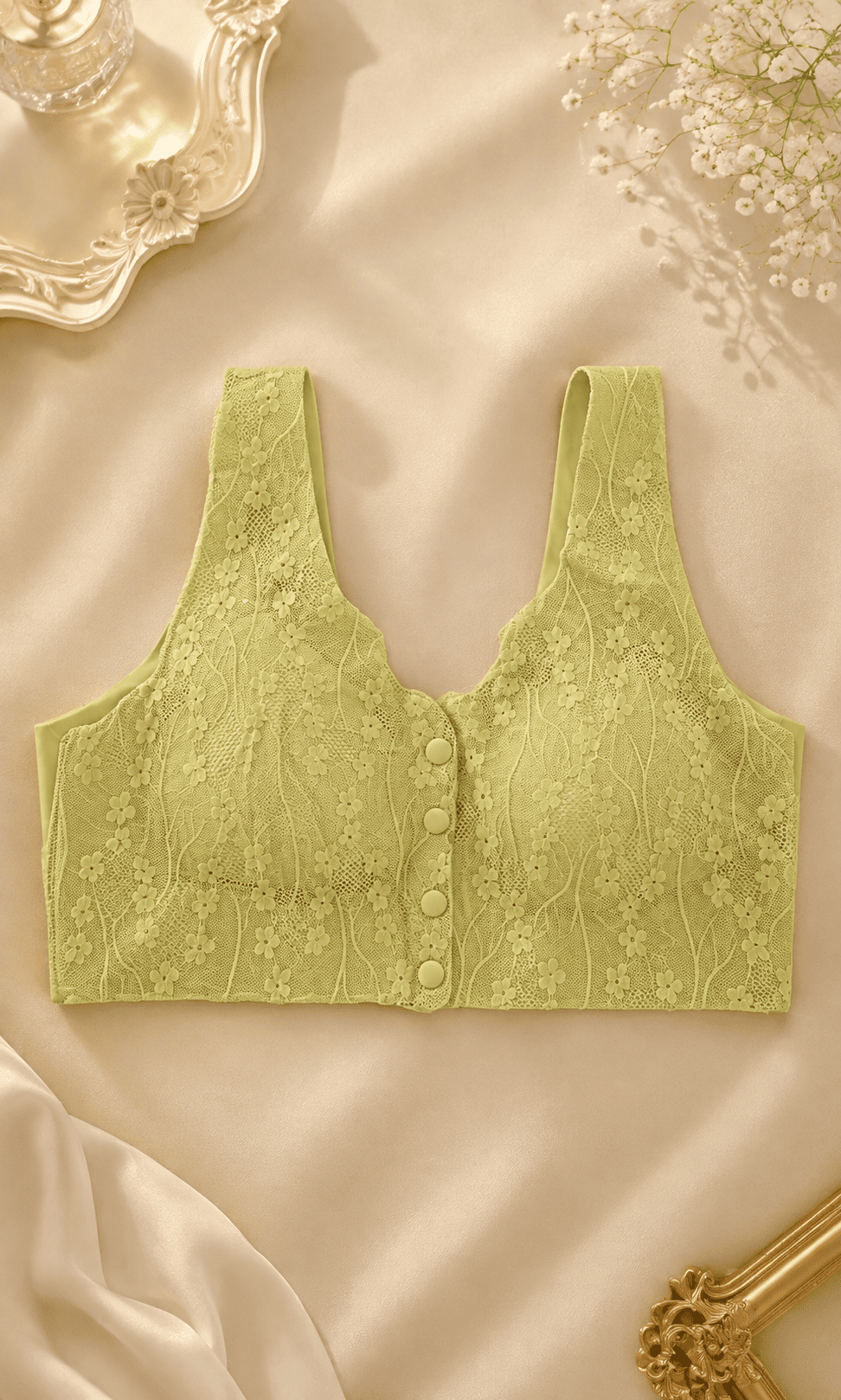 Floral Lace Button-Front Bralette | Velvi Wears